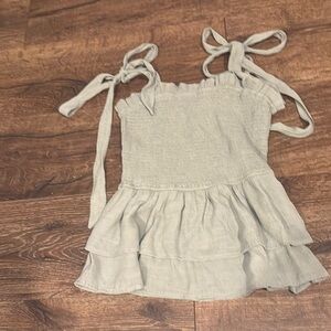 Light Green Ruffled Sleeveless Top